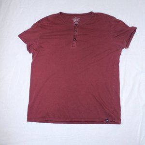 American Eagle Outfitter maroon 3 Button Down T-Shirt Sz Medium